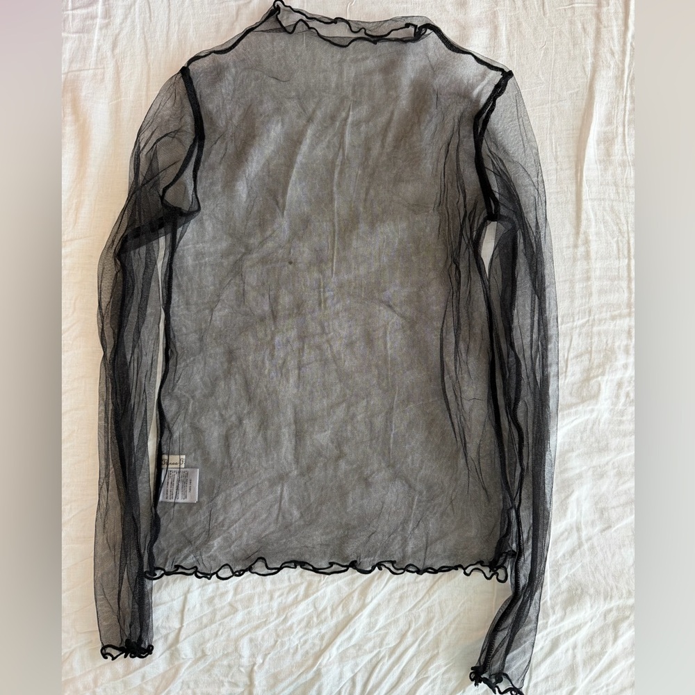 NWOT Sheer Black Long Sleeve Mesh Top